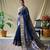 Navy blue art silk  woven saree