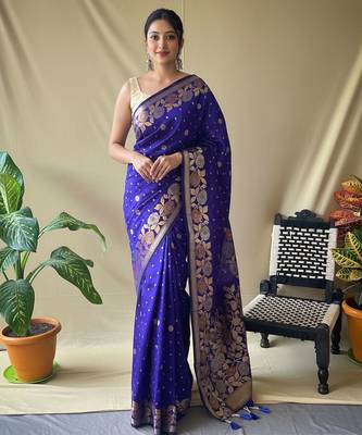 Purple art silk  woven saree 1
