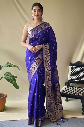 Purple art silk  woven saree