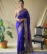 Purple art silk  woven saree