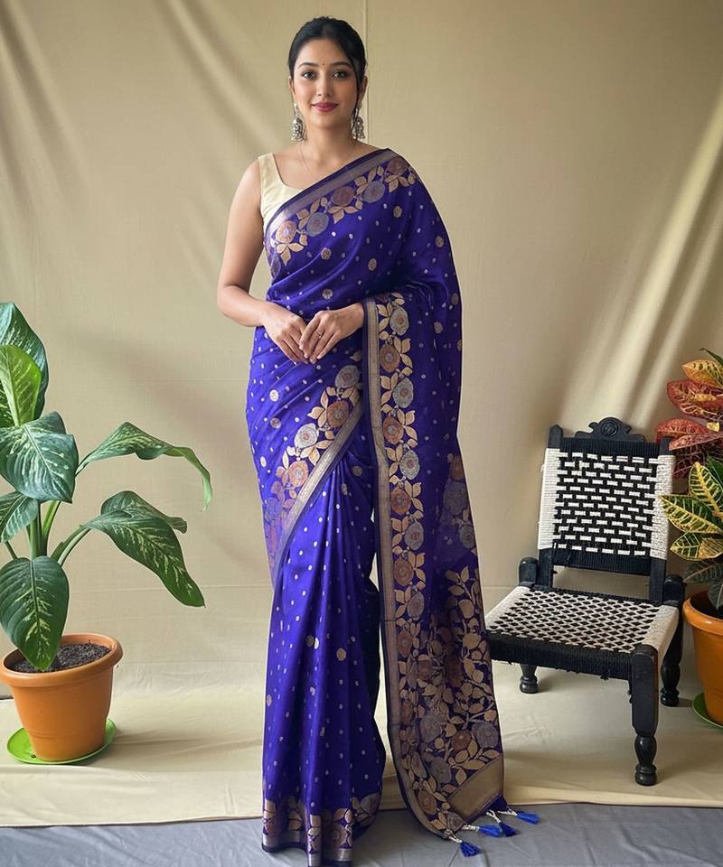 Purple art silk  woven saree