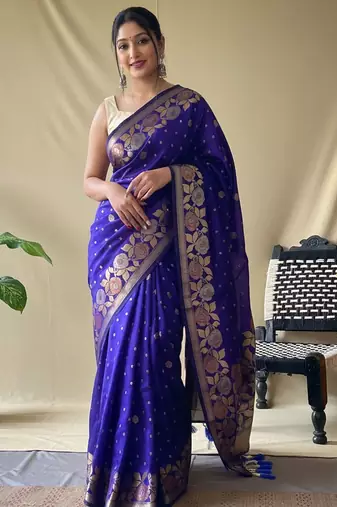 Purple art silk  woven saree