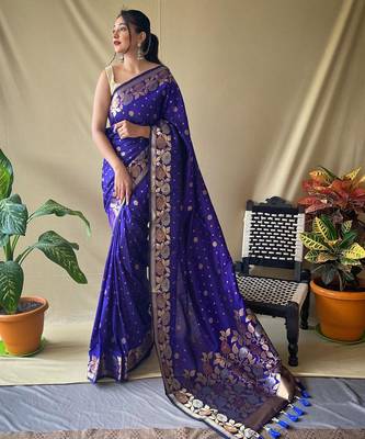 Purple art silk  woven saree 3