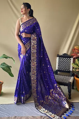 Purple art silk  woven saree