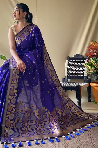 Purple art silk  woven saree