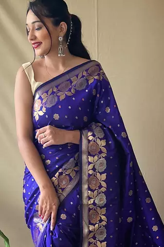 Purple art silk  woven saree