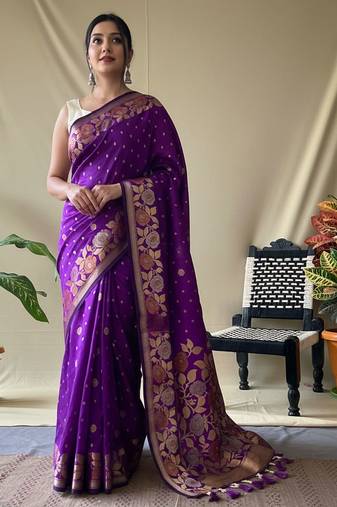 Wine art silk  woven saree