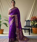 Wine art silk  woven saree