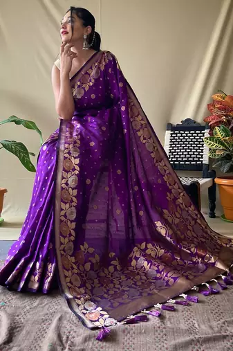 Wine art silk  woven saree