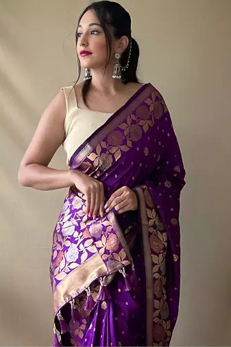 Wine art silk  woven saree