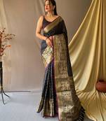 Black art silk  woven saree