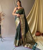 Green art silk  woven saree