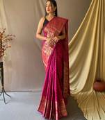 Pink art silk  woven saree