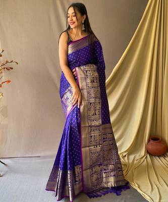 Purple art silk  woven saree 1