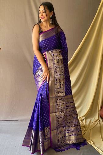 Purple art silk  woven saree