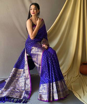 Purple art silk  woven saree 2