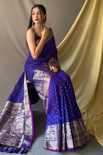Purple art silk  woven saree