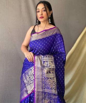 Purple art silk  woven saree 3