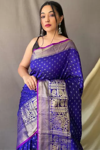 Purple art silk  woven saree
