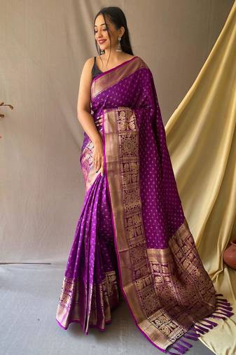 Wine art silk  woven saree