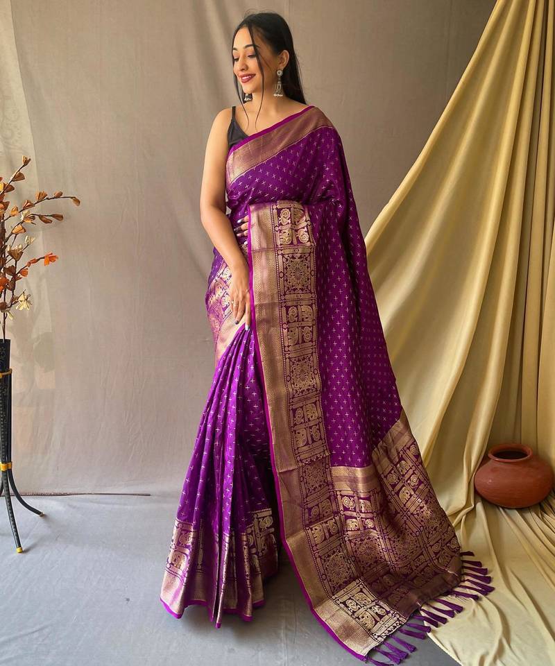 Wine art silk  woven saree