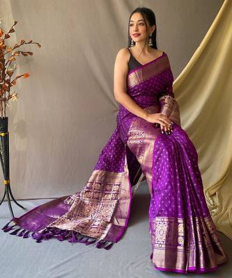 Wine art silk  woven saree 2