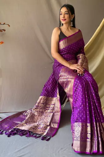 Wine art silk  woven saree