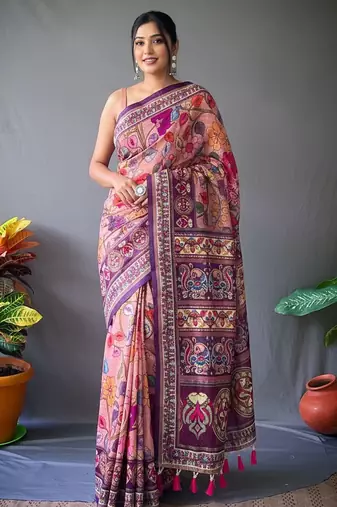 Baby pink art silk  woven saree