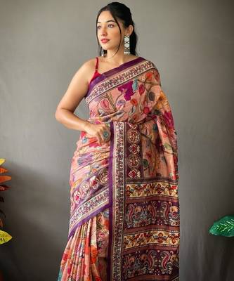 Baby pink art silk  woven saree 2
