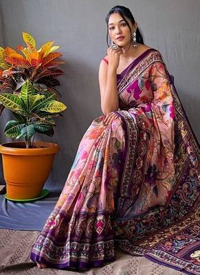 Baby pink art silk  woven saree 3
