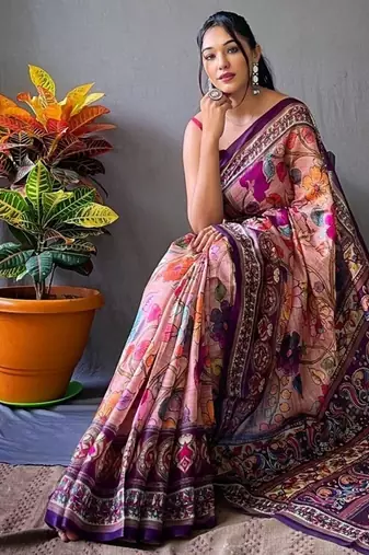 Baby pink art silk  woven saree