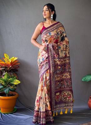 Cream art silk  woven saree 2