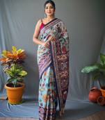 Sky blue art silk  woven saree
