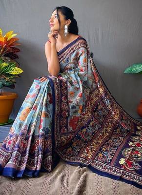 Sky blue art silk  woven saree 2