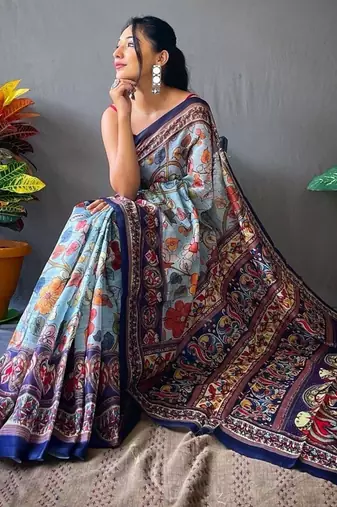 Sky blue art silk  woven saree