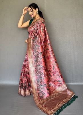Baby pink art silk  woven saree 2