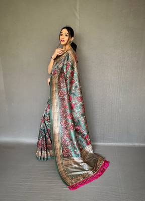 Green art silk  woven saree 2