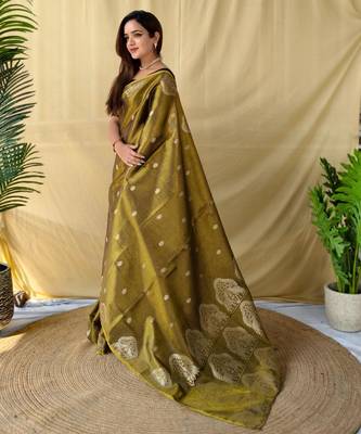 Black art silk  woven saree 1