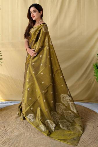 Black art silk  woven saree