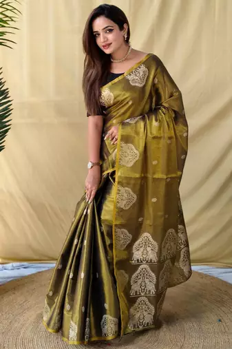 Black art silk  woven saree