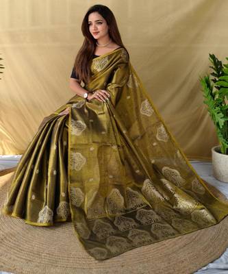Black art silk  woven saree 3