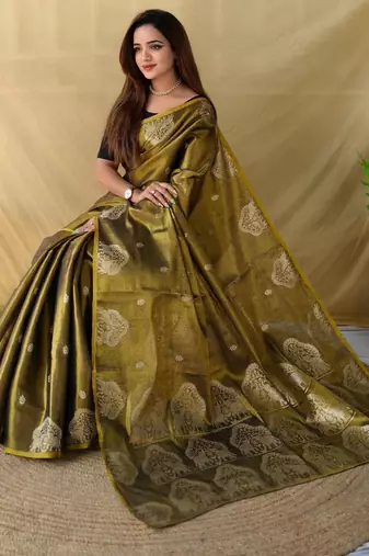 Black art silk  woven saree