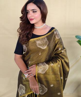 Black art silk  woven saree 5