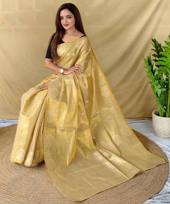 Cream art silk  woven saree 3