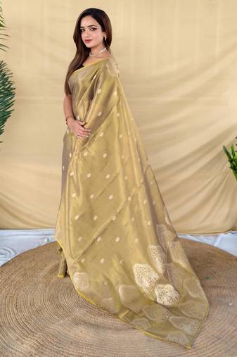 Golden art silk  woven saree
