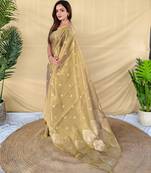 Golden art silk  woven saree