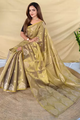 Golden art silk  woven saree