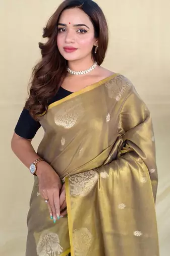 Golden art silk  woven saree