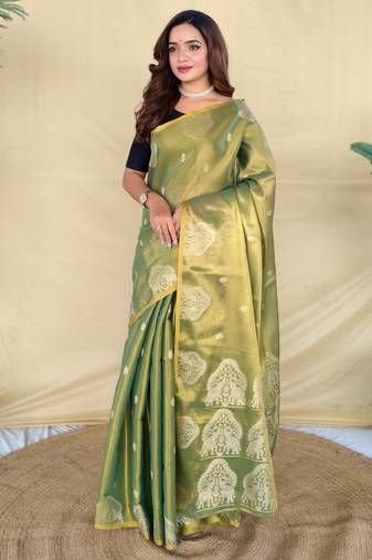 Mehendi art silk  woven saree