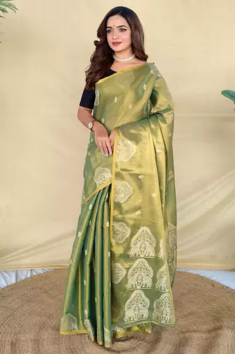 Mehendi art silk  woven saree